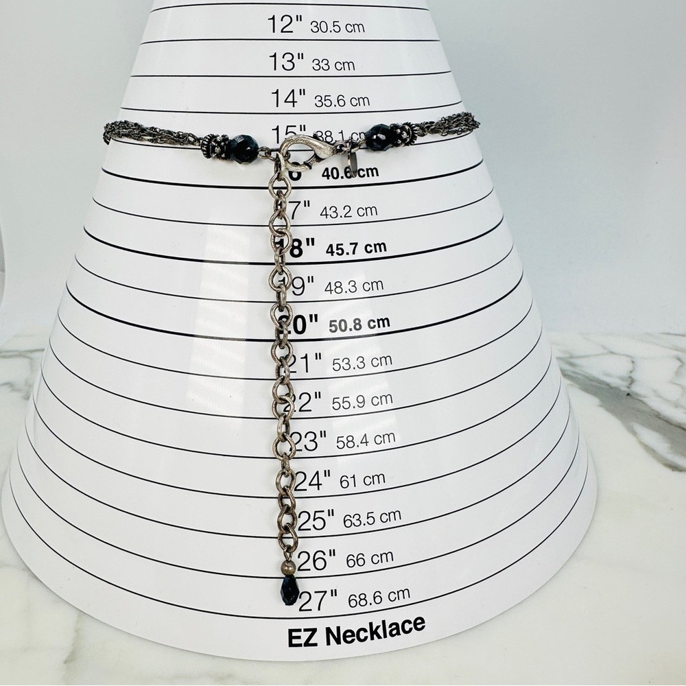 Chico's Signed Romantic Necklace Antiqued Silver AB Dangle Faceted Beads 15 -25” - Picture 7 of 10